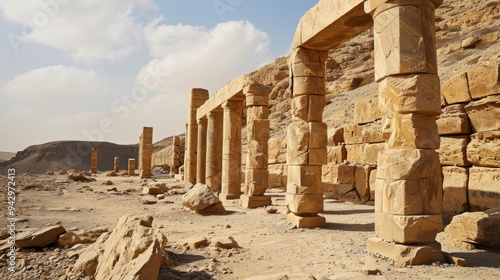 Alabaster Pillars: The Ancient Moon Temple of Marib, Yemen photo