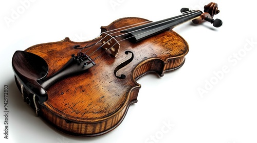 Antique Fiddle: Classic Violin on White Background