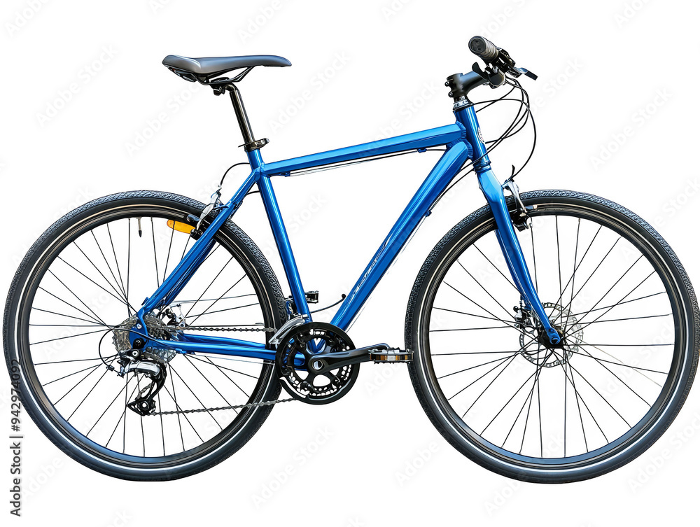 Blue hybrid bike isolated transparent background Blue hybrid bike isolated transparent background