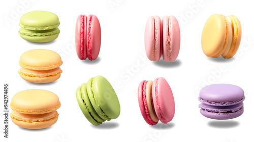 Wallpaper Mural Macarons on Black Background Colorful Dessert PNG Torontodigital.ca