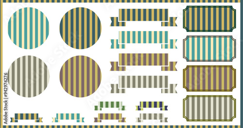 おしゃれな緑のストライプのフレーム素材セット