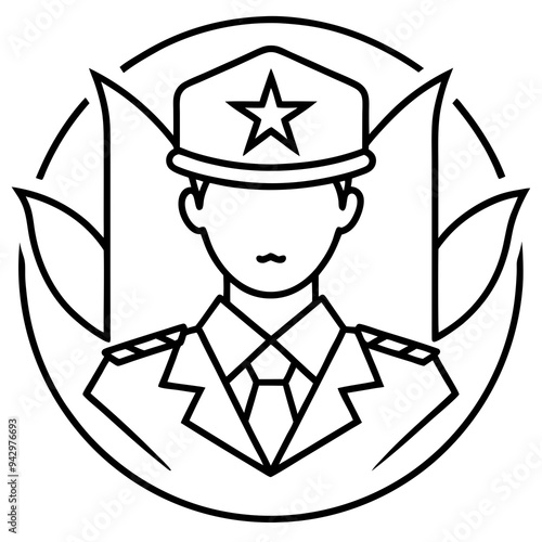 VeteransDay line art vector white background