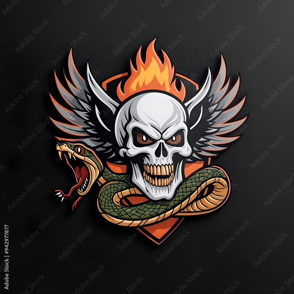 Fototapeta premium skull with wings
