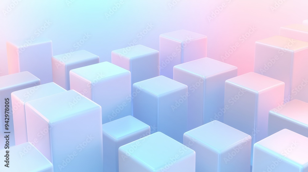 A row of white cubes with a blue background. The cubes are arranged in a way that creates a sense of depth and dimension. The blue background adds a calming and serene atmosphere to the image A row of white cubes with a blue background. The cubes are arranged in a way that creates a sense of depth and dimension. The blue background adds a calming and serene atmosphere to the image
