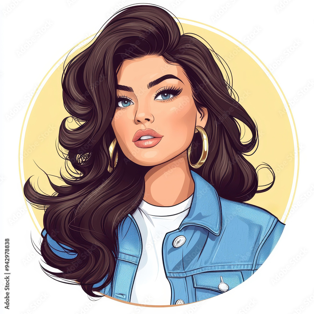 A stunning fashion illustration of a beautiful woman with wavy hair cascading over her shoulders, exuding elegance and style. A stunning fashion illustration of a beautiful woman with wavy hair cascading over her shoulders, exuding elegance and style.