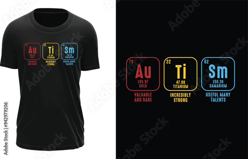 Autism Awareness Women Men Kids Elements Periodic Table ASD T-Shirt