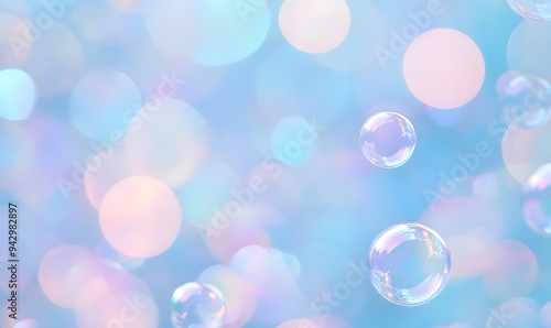 An abstract background featuring a glossy surface covered with iridescent bubbles in various sizes, Generative AI