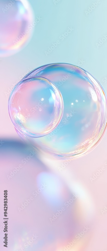 A close up of three different colored bubbles. The bubbles are all different sizes and are floating in the air. The image has a dreamy and whimsical feel to it A close up of three different colored bubbles. The bubbles are all different sizes and are floating in the air. The image has a dreamy and whimsical feel to it