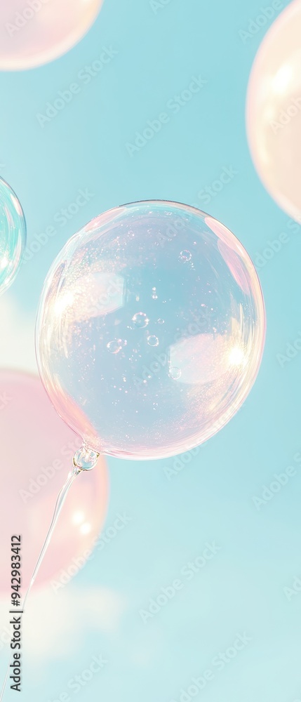 A bunch of balloons floating in the air with a blue sky background. The balloons are of different colors and sizes, creating a playful and cheerful atmosphere A bunch of balloons floating in the air with a blue sky background. The balloons are of different colors and sizes, creating a playful and cheerful atmosphere