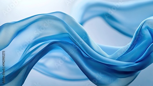 Wallpaper Mural Soft, flowing blue fabric suspended in air, creating gentle waves and curves against a light backdrop Torontodigital.ca