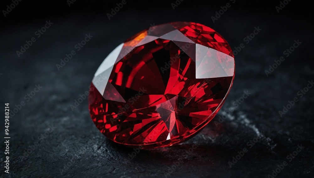 A Large Red Gemstone on a Simple Dark Background A Large Red Gemstone on a Simple Dark Background