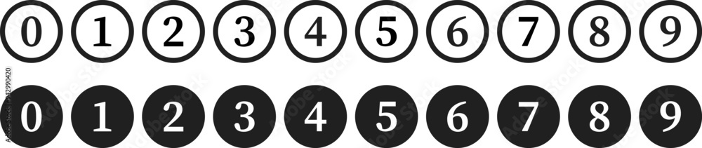 Round bullet points number buttons set black vector illustration design Round bullet points number buttons set black vector illustration design