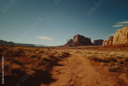Iconic desert landscape of Monument Valley, USA. Generative AI image