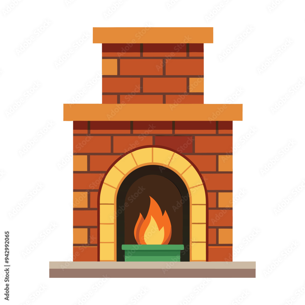 Illustration of brick fireplace Isolated on white Illustration of brick fireplace Isolated on white