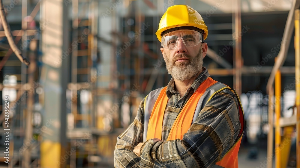 Vibrant UHD 4K visual of a construction site leader in sharp detail. Vibrant UHD 4K visual of a construction site leader in sharp detail.