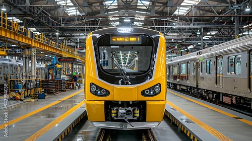 Worker works on Electric train 