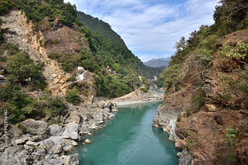 The beautiful view of Kali Gandaki river from Keladighat bridge photo