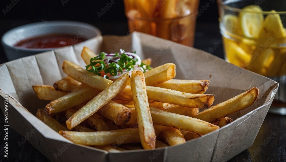 french fries and ketchup