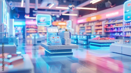 Wallpaper Mural AI-powered shopping, smart retail solutions, 3D illustration, advanced store concept, copy space, Torontodigital.ca