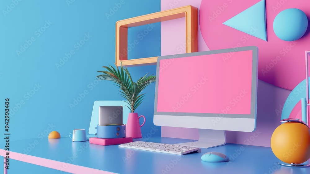 Digital product demos, interactive ads, 3D illustration, engaging marketing concept, copy space, Digital product demos, interactive ads, 3D illustration, engaging marketing concept, copy space,