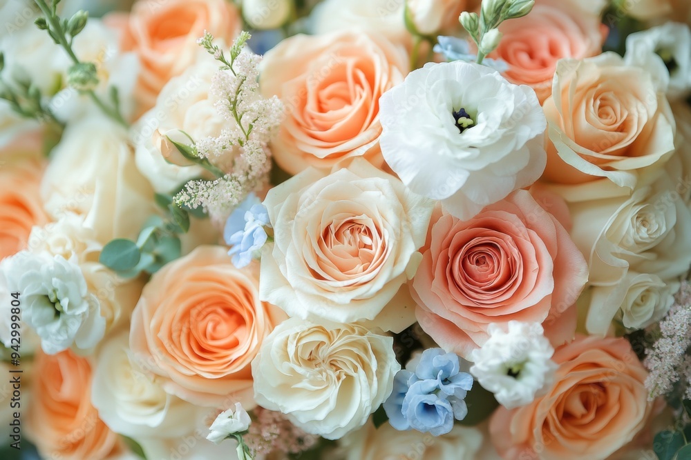 Lush Floral Arrangement with White, Pink, and Blue Roses Lush Floral Arrangement with White, Pink, and Blue Roses