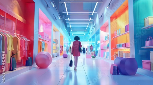 Omnichannel retail, seamless customer experiences, 3D illustration, integrated marketing concept, copy space,