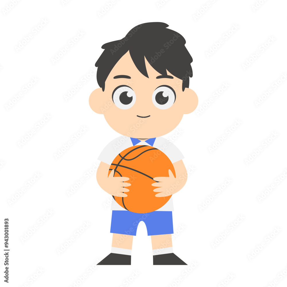 Kindergarten Boy Holding Basket Ball Kindergarten Boy Holding Basket Ball