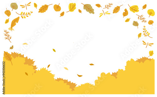 秋のかわいい背景イラストフレーム素材