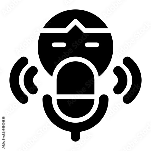 podcaster, podcast, podcasting, announcer, broadcaster solid or glyph icon