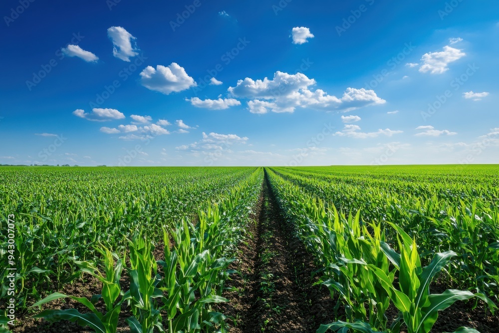 Vibrant Cornfield under a Bright Blue Sky Vibrant Cornfield under a Bright Blue Sky