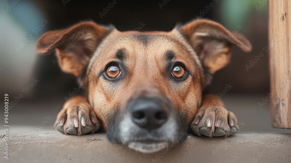 A brown dog with brown eyes is looking at the camera A brown dog with brown eyes is looking at the camera