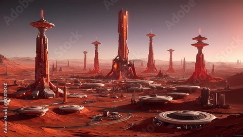 Futuristic Martian cityscape