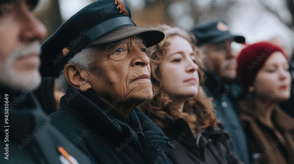 Portrait of a Thoughtful Elderly Man in a Crowd Portrait of a Thoughtful Elderly Man in a Crowd