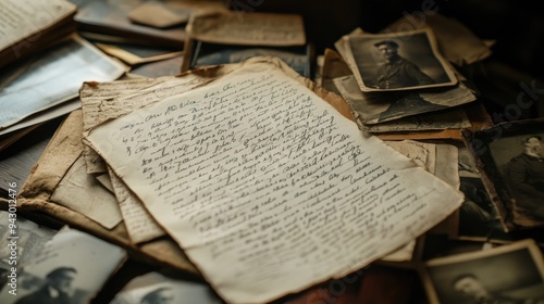 A Stack of Old Letters and Photographs