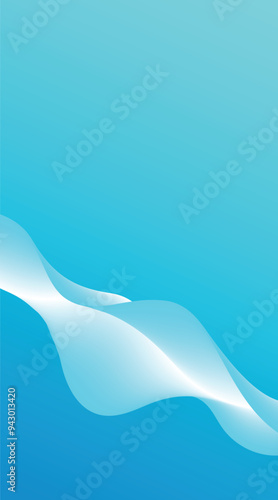 Abstract bright blue wave flowing on gradient background, ideal for technology or science themed designs