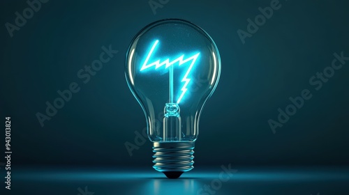 A glowing light bulb with blue lightning design inside, symbolizing energy and creativity. image conveys sense of innovation and inspiration. 