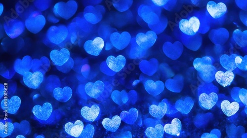 Sparkling blue heart bokeh background for romantic design