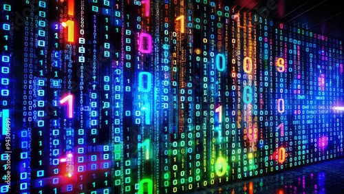 Wallpaper Mural A kaleidoscope of colors and shapes, digital code sequences swirl on a dark background, a symphony of letters, numbers and symbols harmonizing in perfect chaos. Torontodigital.ca