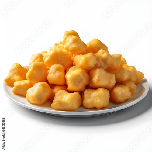 cheese curds on white background