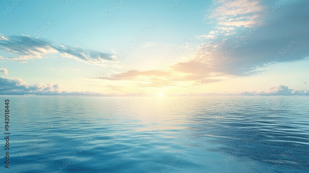 A panoramic view of a tranquil ocean horizon at sunrise, offering wide space for text. Ideal for relaxation, meditation, or coastal themes. A panoramic view of a tranquil ocean horizon at sunrise, offering wide space for text. Ideal for relaxation, meditation, or coastal themes.
