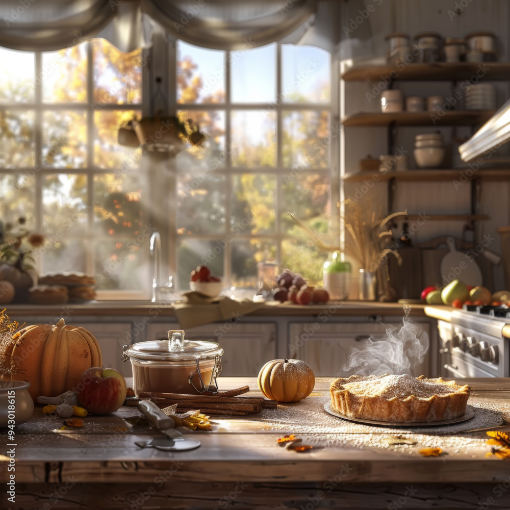 Rustic Kitchen Ready for Thanksgiving Feast Rustic Kitchen Ready for Thanksgiving Feast