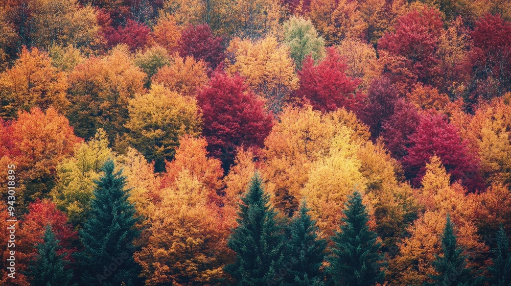 A panoramic view of a vibrant autumn forest with colorful foliage, offering ample space for text. Great for seasonal promotions or outdoor activities. A panoramic view of a vibrant autumn forest with colorful foliage, offering ample space for text. Great for seasonal promotions or outdoor activities.