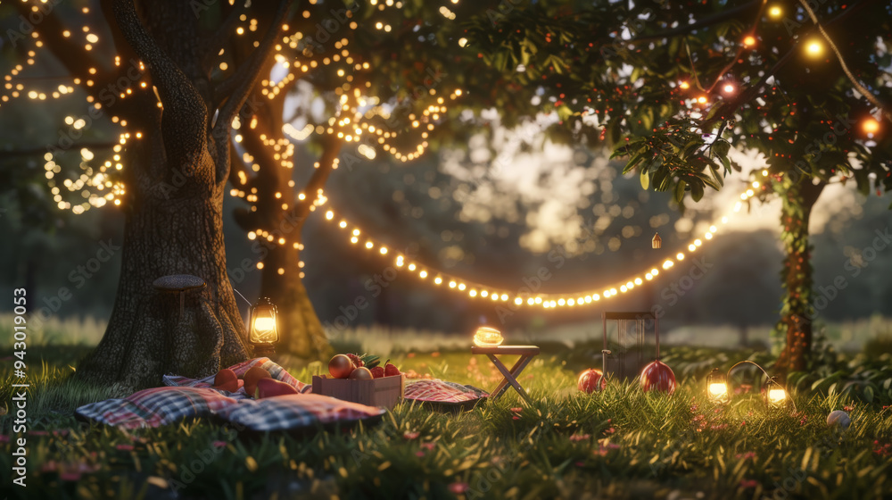 Cozy Picnic Scene with Tree Dressing Day Lights Cozy Picnic Scene with Tree Dressing Day Lights