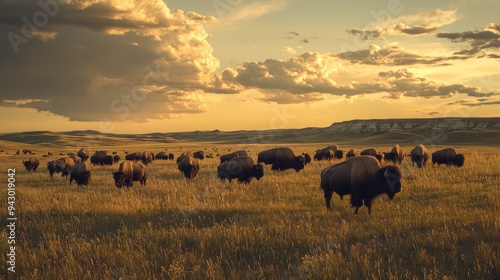 Wallpaper Mural Bison Herd Grazing On The Plains Torontodigital.ca