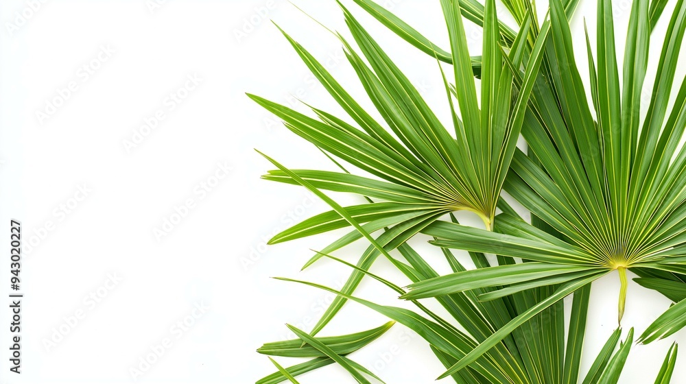 Vibrant Saw Palmetto Leaves on a Clean White Background Showcasing Nature's Beauty and Botanical Elegance Vibrant Saw Palmetto Leaves on a Clean White Background Showcasing Nature's Beauty and Botanical Elegance
