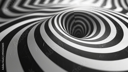 Eternal motion of black and white spiral pattern, creating a captivating optical illusion with precise lines.