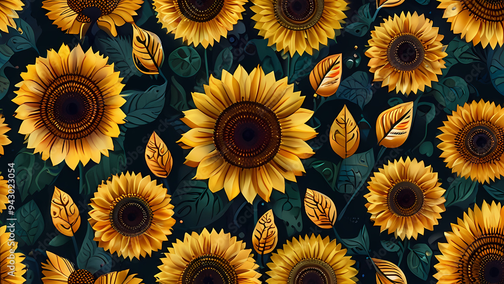 Abstract illustration with a sunflower theme using geometric shapes and gradients Abstract illustration with a sunflower theme using geometric shapes and gradients