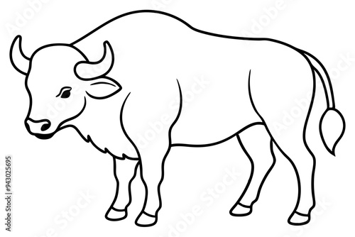 Buffalo liner art vector, Buffalo minimal illustration