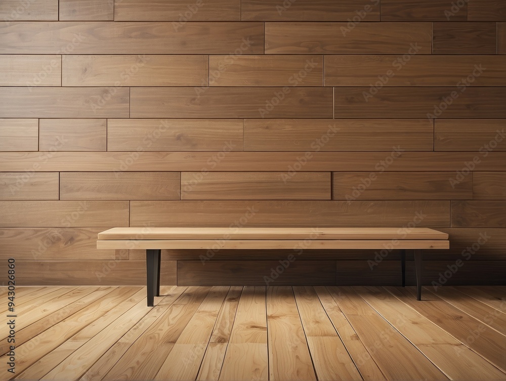 Wooden Bench Against a Wall of Horizontal Wood Planks Wooden Bench Against a Wall of Horizontal Wood Planks