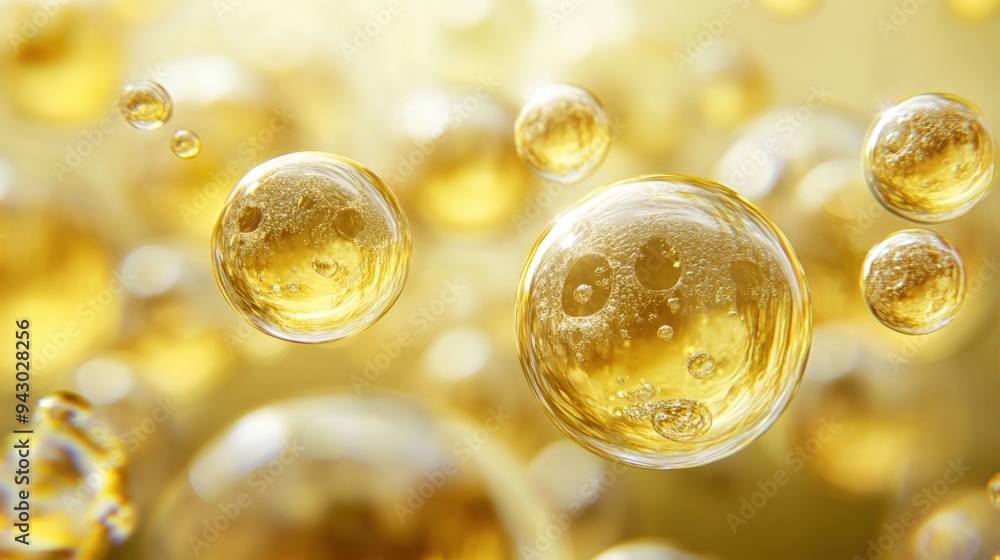 Fototapeta premium Golden oil bubbles abstract background
